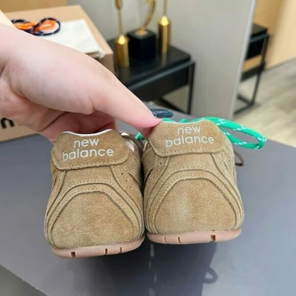 Miu Miu Beige Sneakers with Green and Brown Laces - Picture 5 of 5